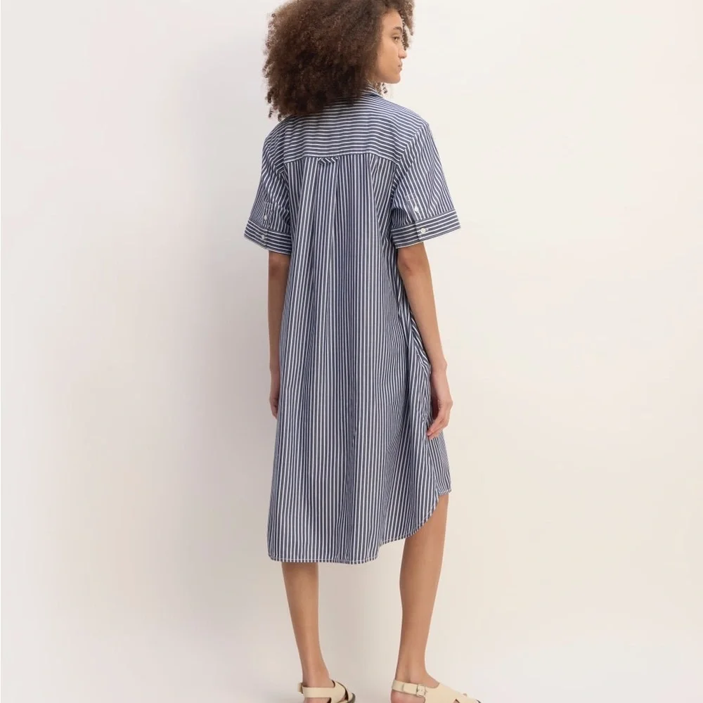 Everlane Daytripped Blue Pinstripe Button Up Shirt Dress - Picture 3 of 11